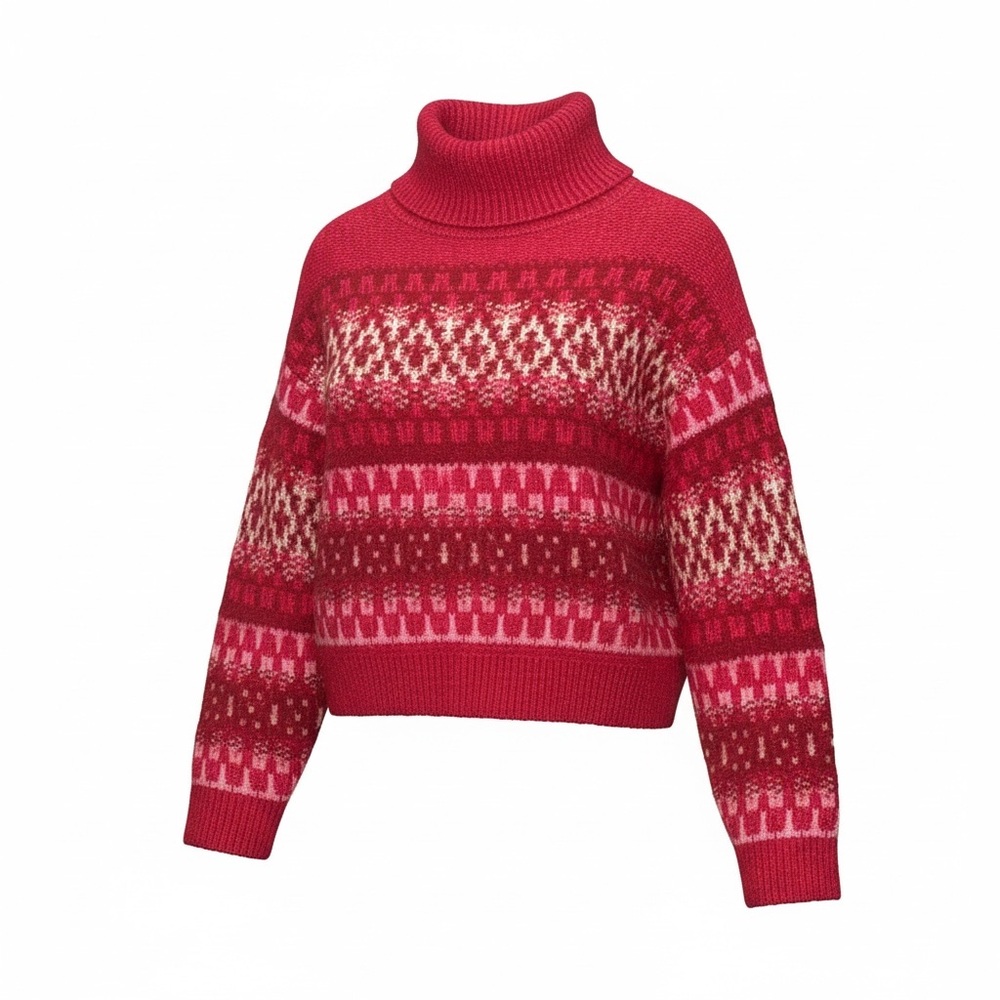 Target Women's Red and Pink Cowl Neck Sweater